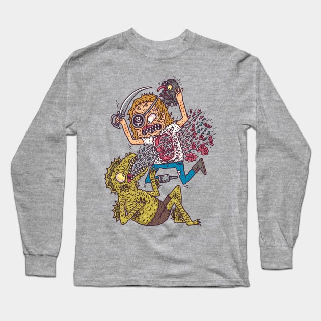 Sea Monster vs Pirate Long Sleeve T-Shirt by hex